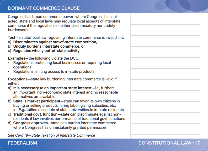 Example Constitutional Law physical flash card